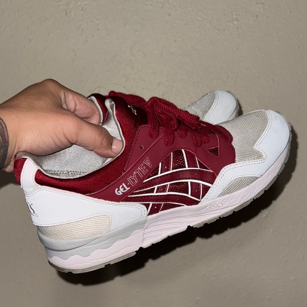 Asics Gel Lyte V Burgundy and White Sneakers